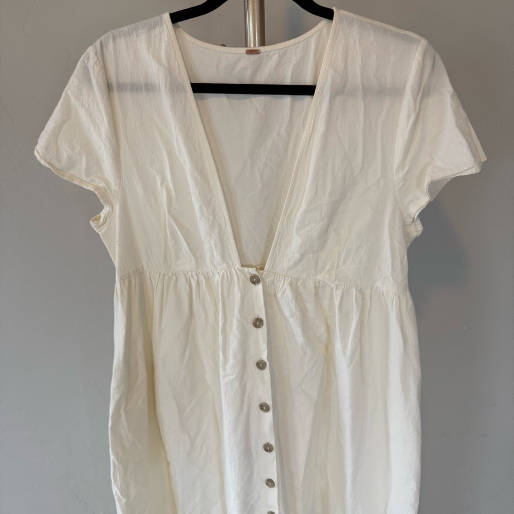 Free People Cream Button-Front Maxi Dress - Picture 2 of 5